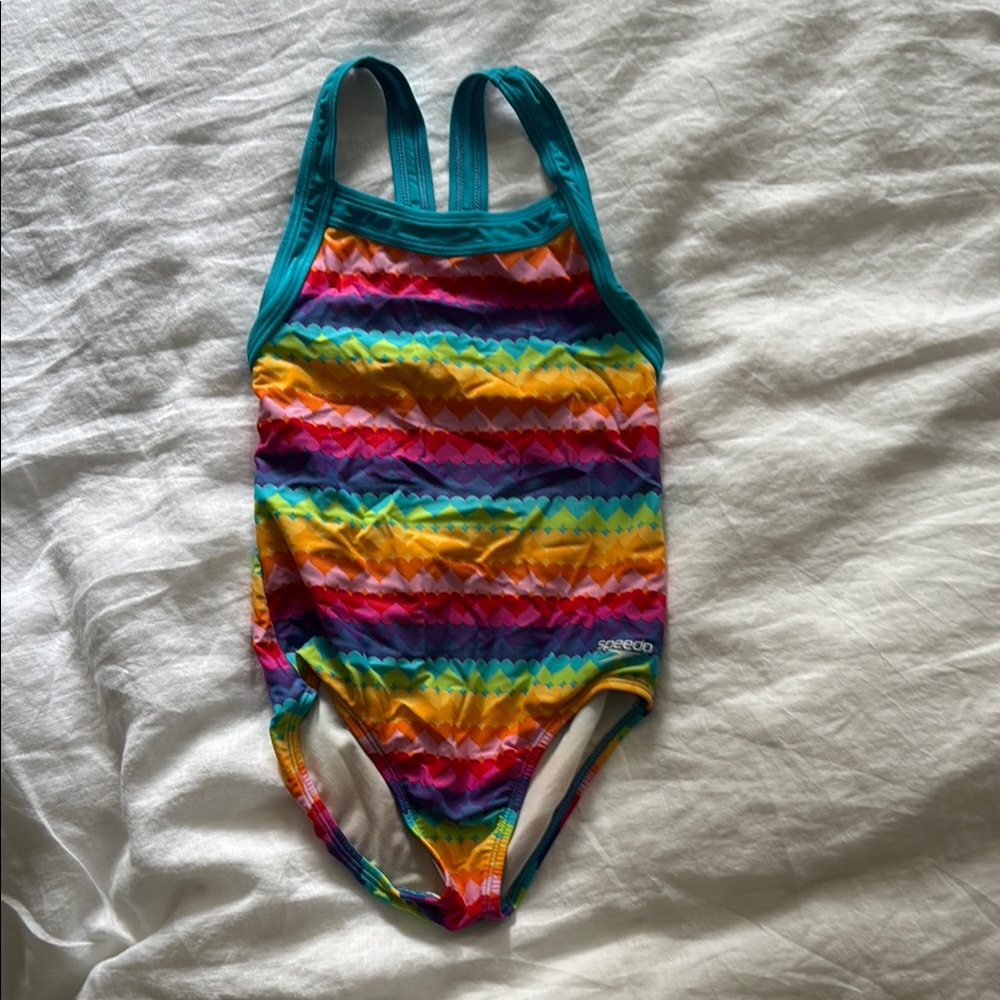 Colorful Striped Speedo Swimsuit